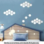 ⁦طقم مرايات استيكر 12 قطعة سداسية الشكل لتجديد ديكور المنزل⁩ - الصورة ⁦5⁩