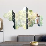 ⁦طقم مرايات استيكر 12 قطعة سداسية الشكل لتجديد ديكور المنزل⁩ - الصورة ⁦9⁩