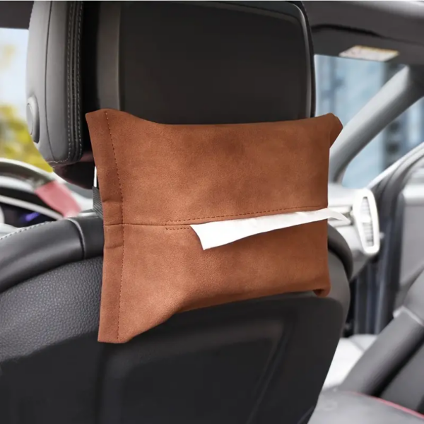 علبة مناديل قطيفة بحزام تركب علي كرسي او مسند السيارة