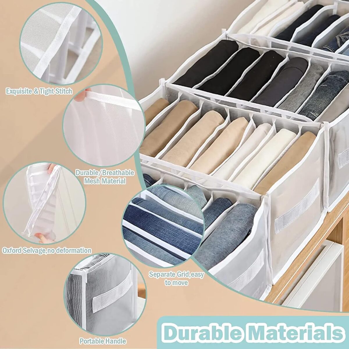 ⁦منظم ملابس 9 خانات لحمل الملابس الداخلية والتيشرتات والقمصان⁩ - الصورة ⁦4⁩