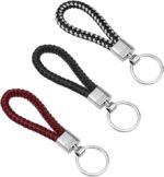 ⁦ميدالية مضفرة من الجلد لمفاتيح السيارة والمنزل وشنط السفر مع جزء لكتابة رقم الموبايل⁩ - الصورة ⁦10⁩