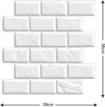 ⁦ورق حائط ثري دي من البلاستيك شكل طوب حجري ابيض⁩ - الصورة ⁦7⁩