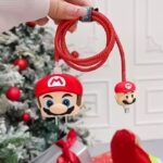 كفر حماية لشاحن وكابل وسلك الآيفون بتصميم سوبر ماريو _ 3 قطع