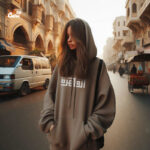 هودي "القاهرة" اوفر سايز قطن للنساء باللون البني