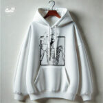 ⁦Chill Skeleton هودي اوفر سايز قطن للرجال باللون الأبيض⁩ - الصورة ⁦2⁩