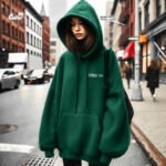 ⁦Chosen هودي اوفر سايز قطن للنساء باللون الاخضر⁩ - الصورة ⁦2⁩