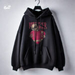 ⁦Keep Your Heart  هودي اوفر سايز قطن باللون الاسود للنساء⁩ - الصورة ⁦2⁩