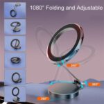 ⁦حامل موبايل مغناطيسي معدني قابل للطي والدوران 360 درجة لتابلوه السيارة⁩ - الصورة ⁦3⁩