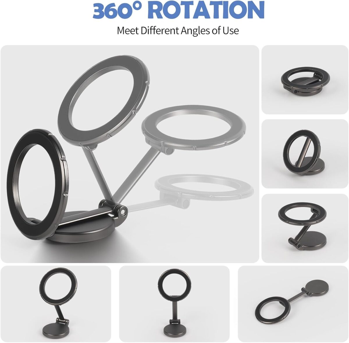 ⁦حامل موبايل مغناطيسي معدني قابل للطي والدوران 360 درجة لتابلوه السيارة⁩ - الصورة ⁦5⁩