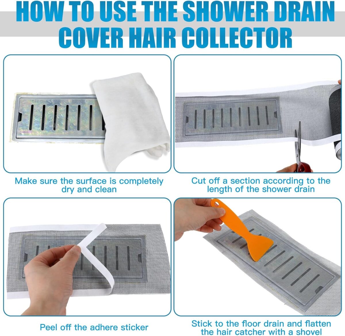 ⁦شريط شبكي لمنع انسداد البلاعات والبانيو والاحواض ذاتي اللصق وقابل للقص حسب الحاجه⁩ - الصورة ⁦9⁩