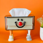 ⁦علبة مناديل اكليريك بتصميم كلاون بأرجل ملونة للمكتب وغرف النوم والاطفال⁩ - الصورة ⁦4⁩
