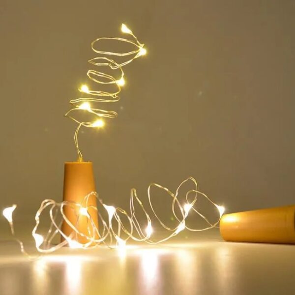 ليد ميني مقاس 2 متر بسلك نحاسي من الفلين قابل للتشكيل يعمل بالبطاريات