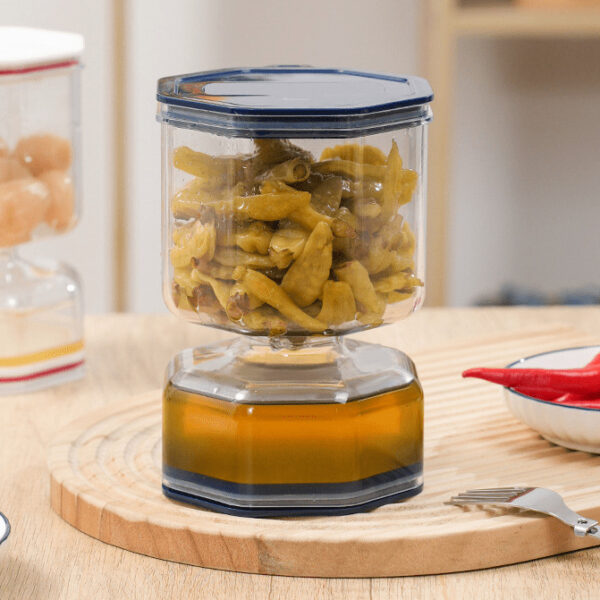 برطمان مخللات اكليريك 250 ملي علي شكل ساعة رملية بغطاء محكم الغلق مزود بشوكة