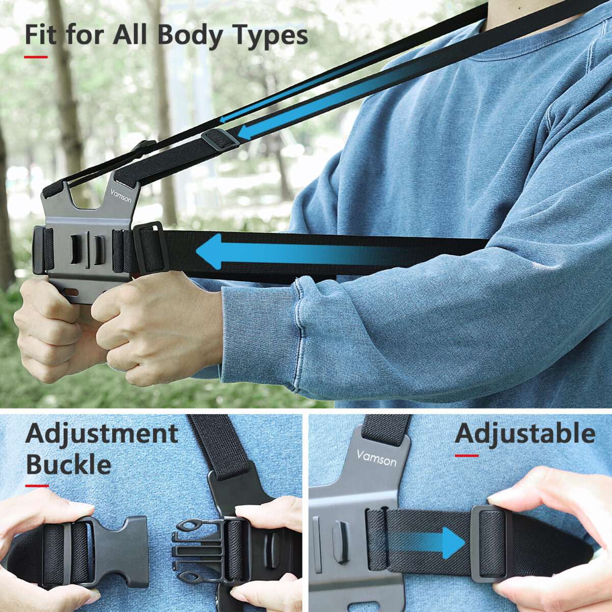 ⁦حامل موبايل بحزام يثبت على الصدر لتصوير الفيديوهات بمشبك قابل للتعديل⁩ - الصورة ⁦6⁩