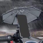 ⁦حامل موبايل للدراجات النارية مزود بشمسية ميني للحماية من الشمس والمطر⁩ - الصورة ⁦2⁩