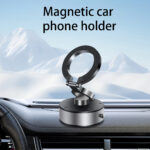 ⁦حامل موبايل مغناطيسي معدني بقوة شفط عالية للسيارات والاسطح الملساء - قابل للطي⁩ - الصورة ⁦9⁩