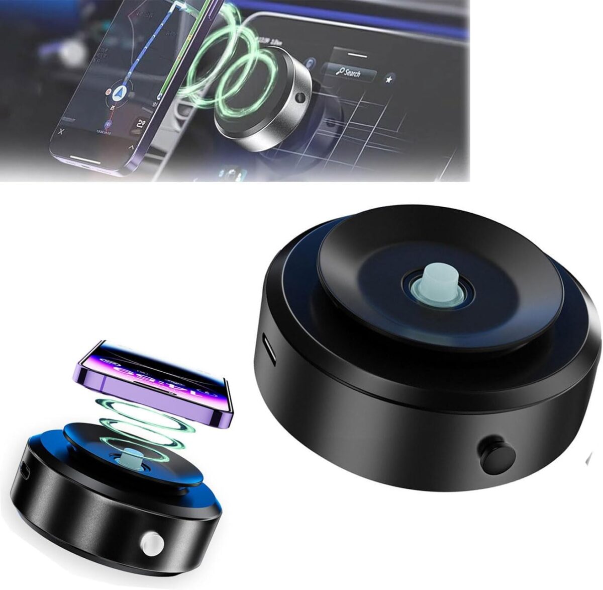 ⁦حامل موبايل مغناطيسي يعمل بقوة شفط قوية للتثبيت علي المرايات والاسطح الملساء⁩ - الصورة ⁦3⁩