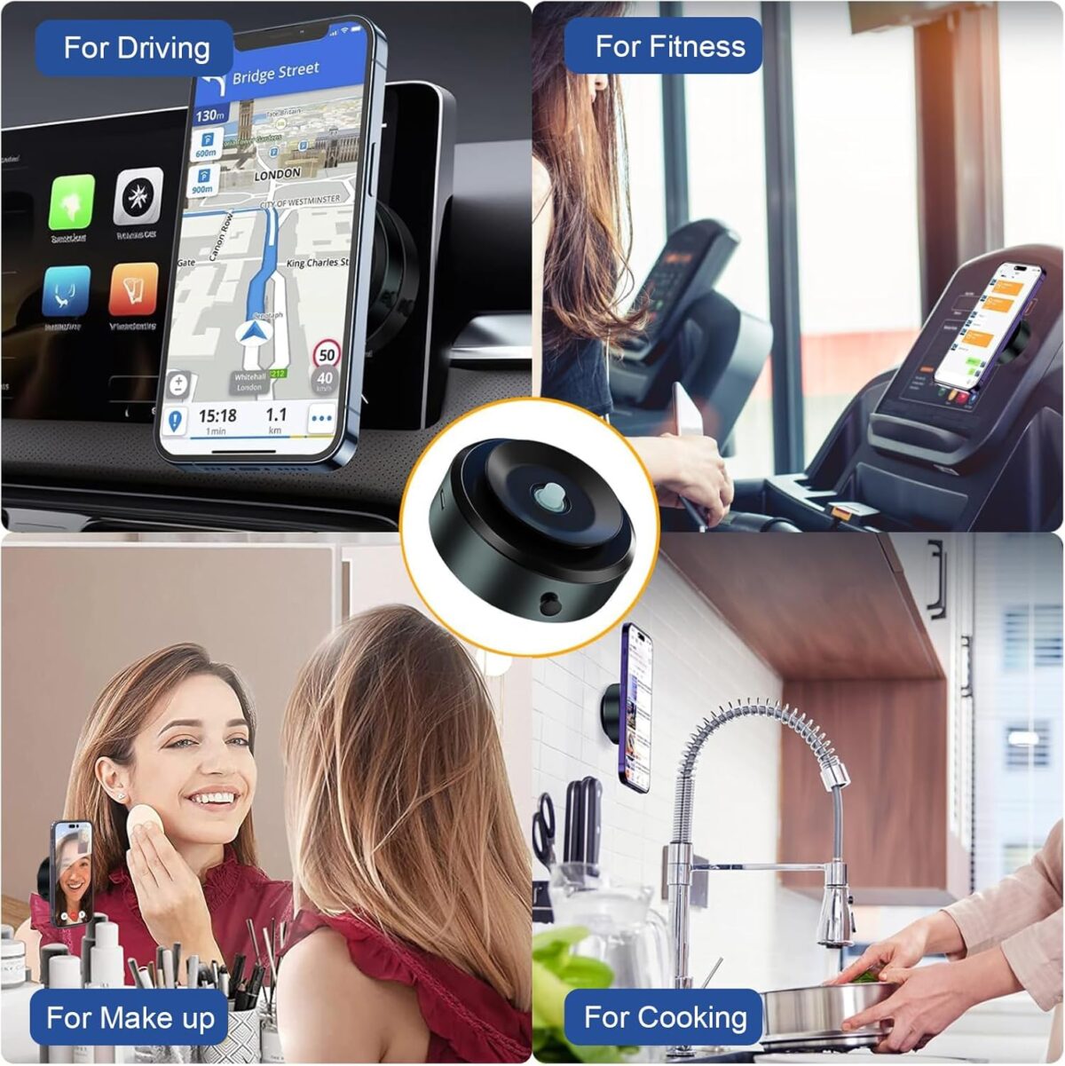 ⁦حامل موبايل مغناطيسي يعمل بقوة شفط قوية للتثبيت علي المرايات والاسطح الملساء⁩ - الصورة ⁦5⁩