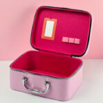 طقم  شنط لتنظيم وحمل ادوات الميكاب ب 3 احجام مختلفة من الجلد - بينك