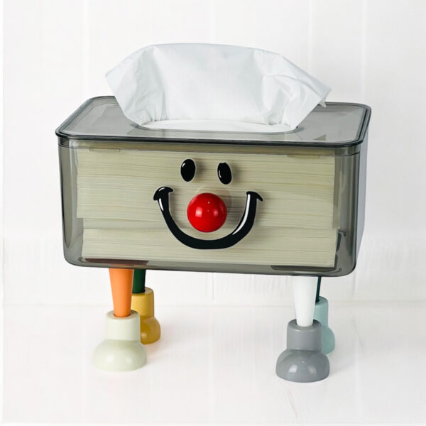 علبة مناديل اكليريك بتصميم كلاون بأرجل ملونة للمكتب وغرف النوم والاطفال