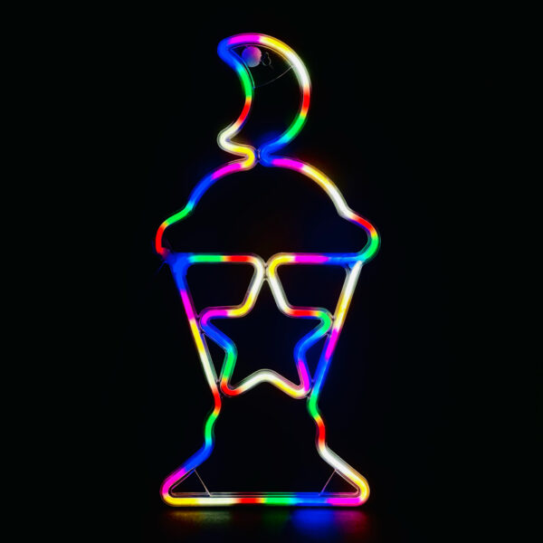 فانوس رمضان مجسم باضاءة نيون ملونة ثابتة بارتفاع 50 سم