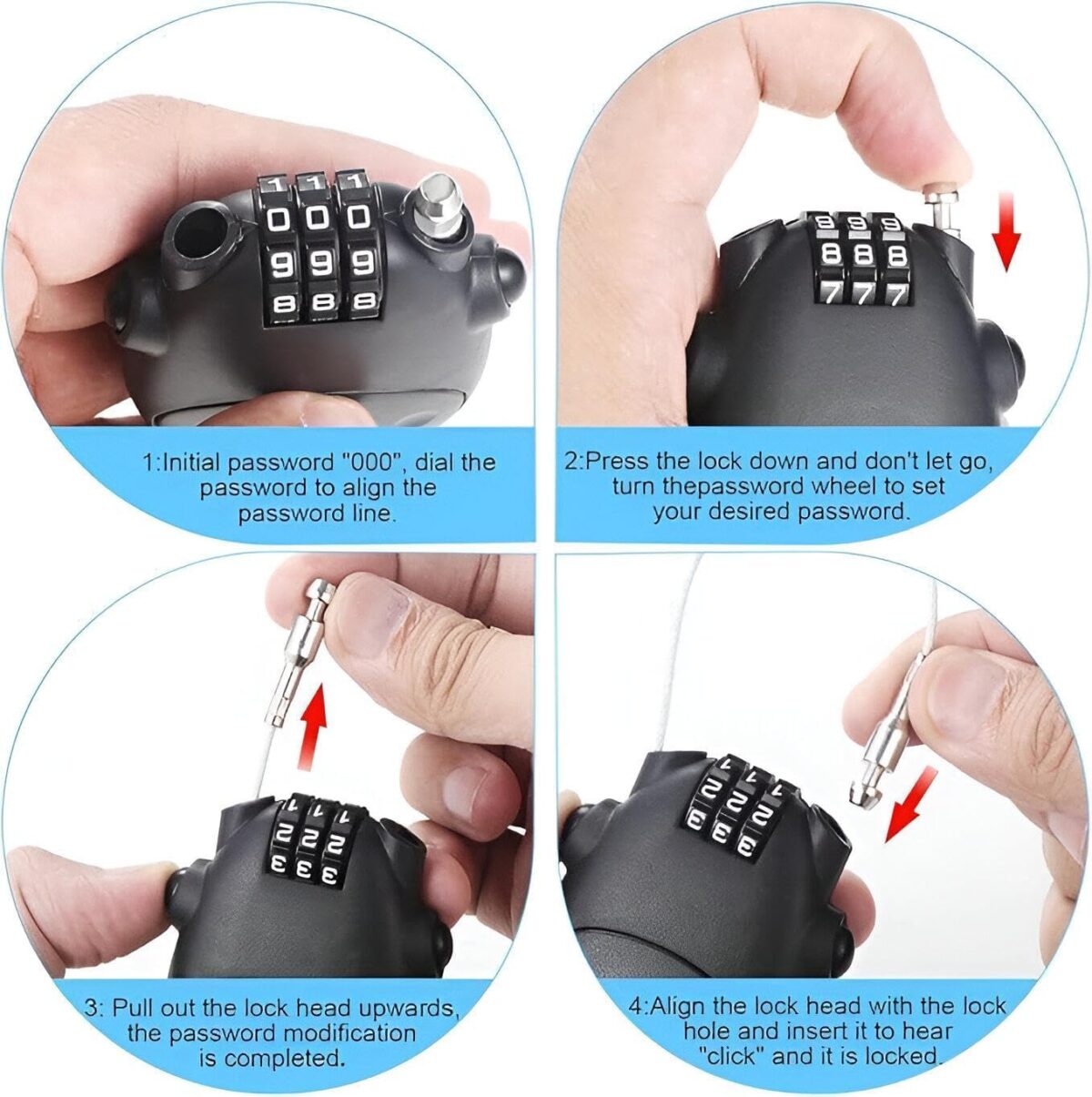 ⁦قفل امان برقم سري قابل للسحب بطول 1 متر لشنط السفر⁩ - الصورة ⁦7⁩