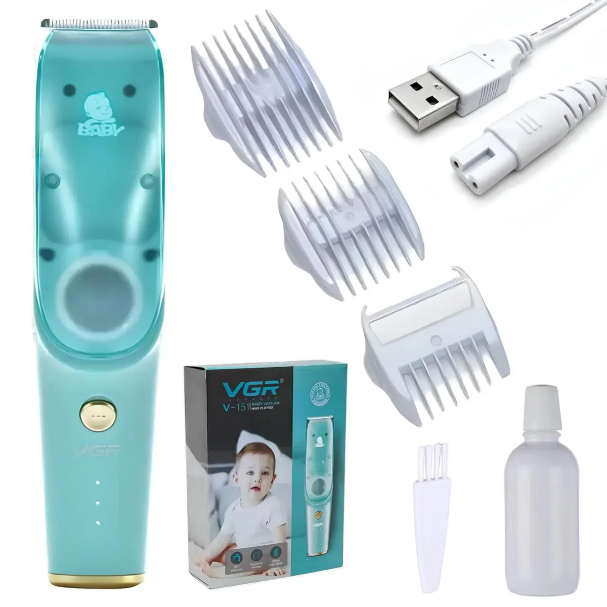 ⁦ماكينة حلاقة الشعر للاطفال ب 3 امشاط سيراميك مختلفة حسب طول الشعر قابلة للشحن⁩ - الصورة ⁦3⁩