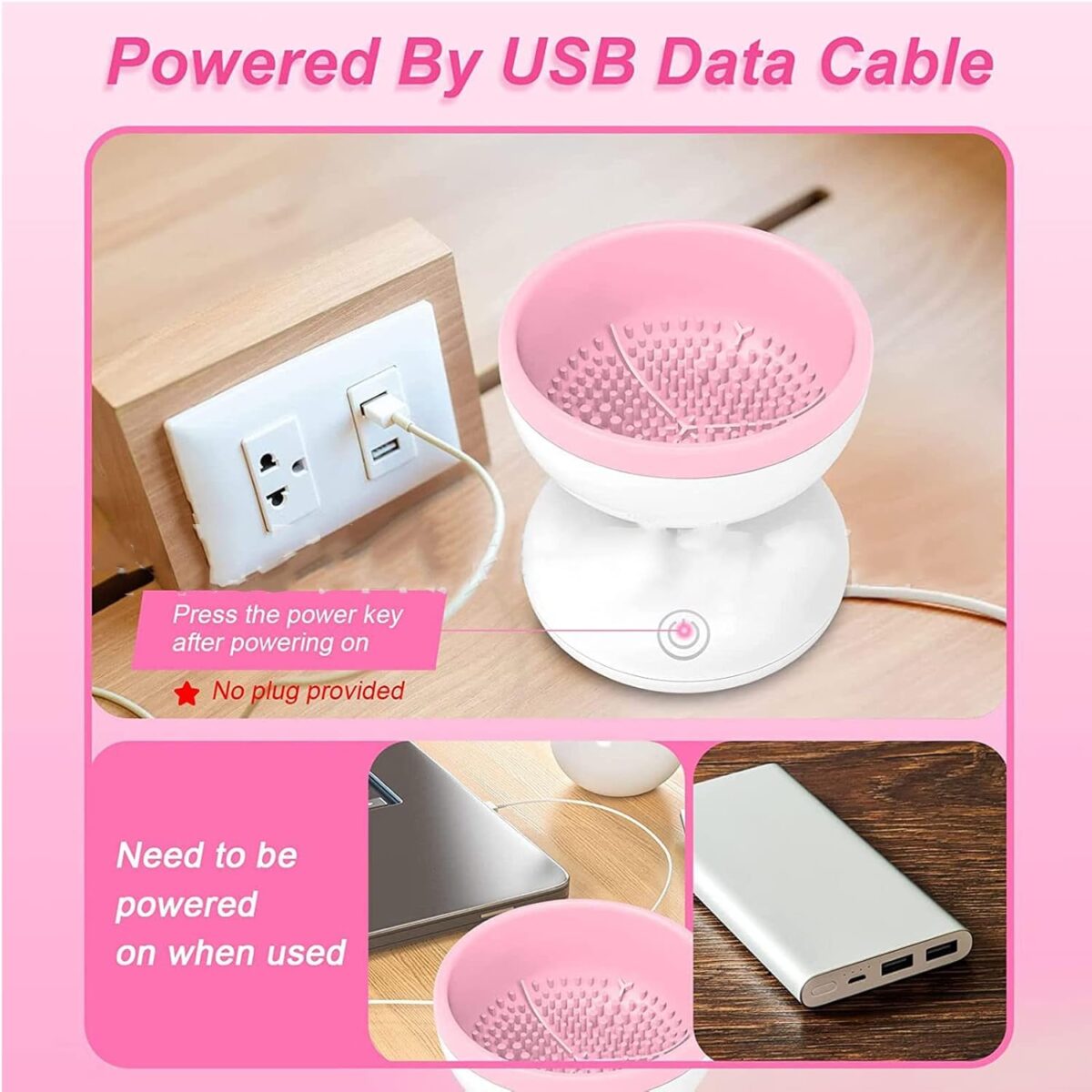 ⁦منظف فرش ميك اب سييليكون دوار  يعمل بشحن يو اس بي⁩ - الصورة ⁦7⁩