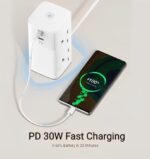 ⁦بقوة 2500 واط USB ومنفذ Type_C مشترك كهربائي وشاحن ب 4 منافذ للفيش و منفذين⁩ - الصورة ⁦2⁩