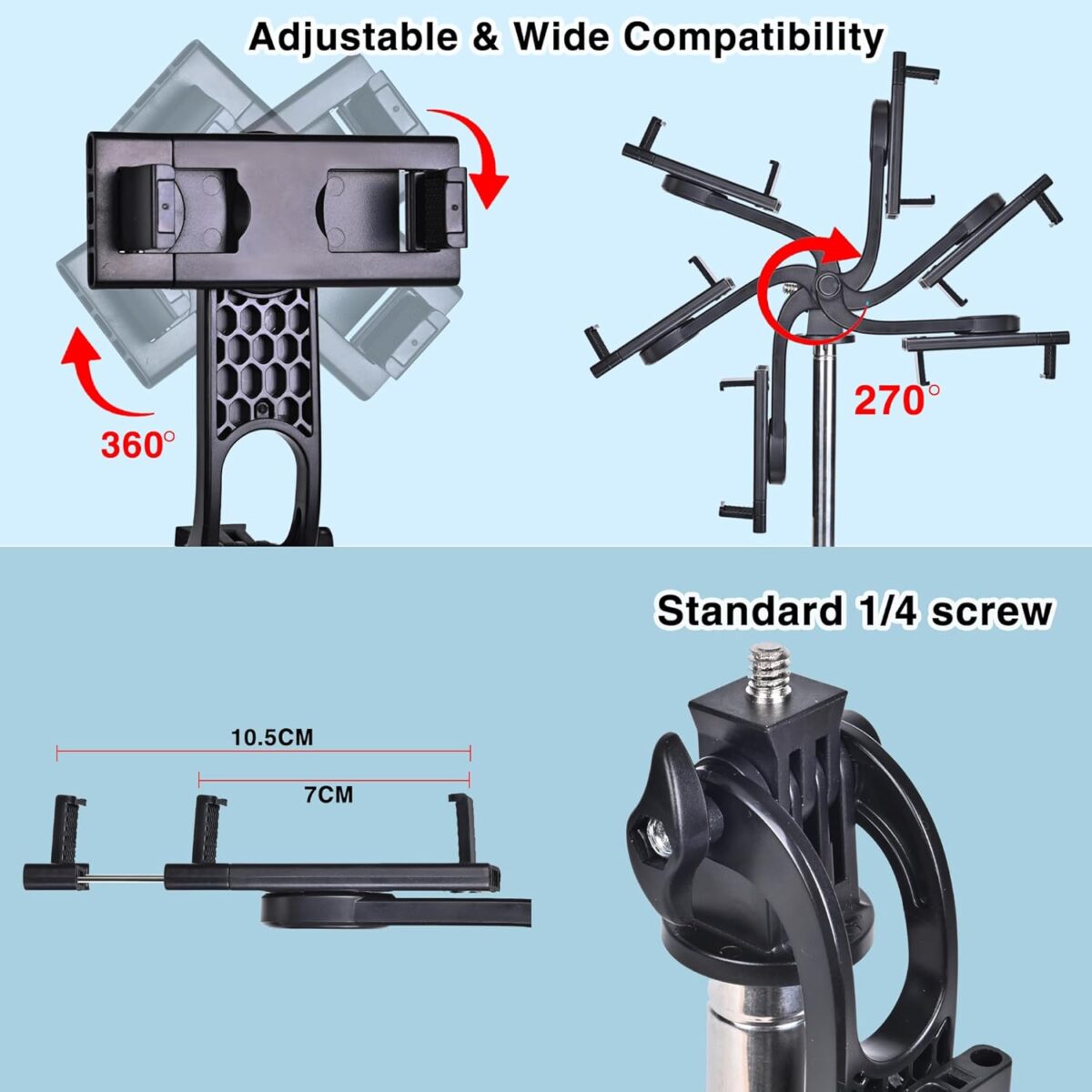 ⁦ترايبود ديجيتال ثلاثي القوائم مع كاميرا سينسور للتصوير عن بعد للبث المباشر والمحتوي - 180 سم⁩ - الصورة ⁦7⁩
