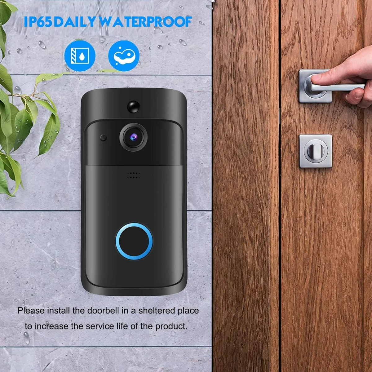 ⁦جرس باب لاسلكي بكاميرا يعمل بالواي فاي مع صوت ثنائي الاتجاه لامان المنزل⁩ - الصورة ⁦3⁩