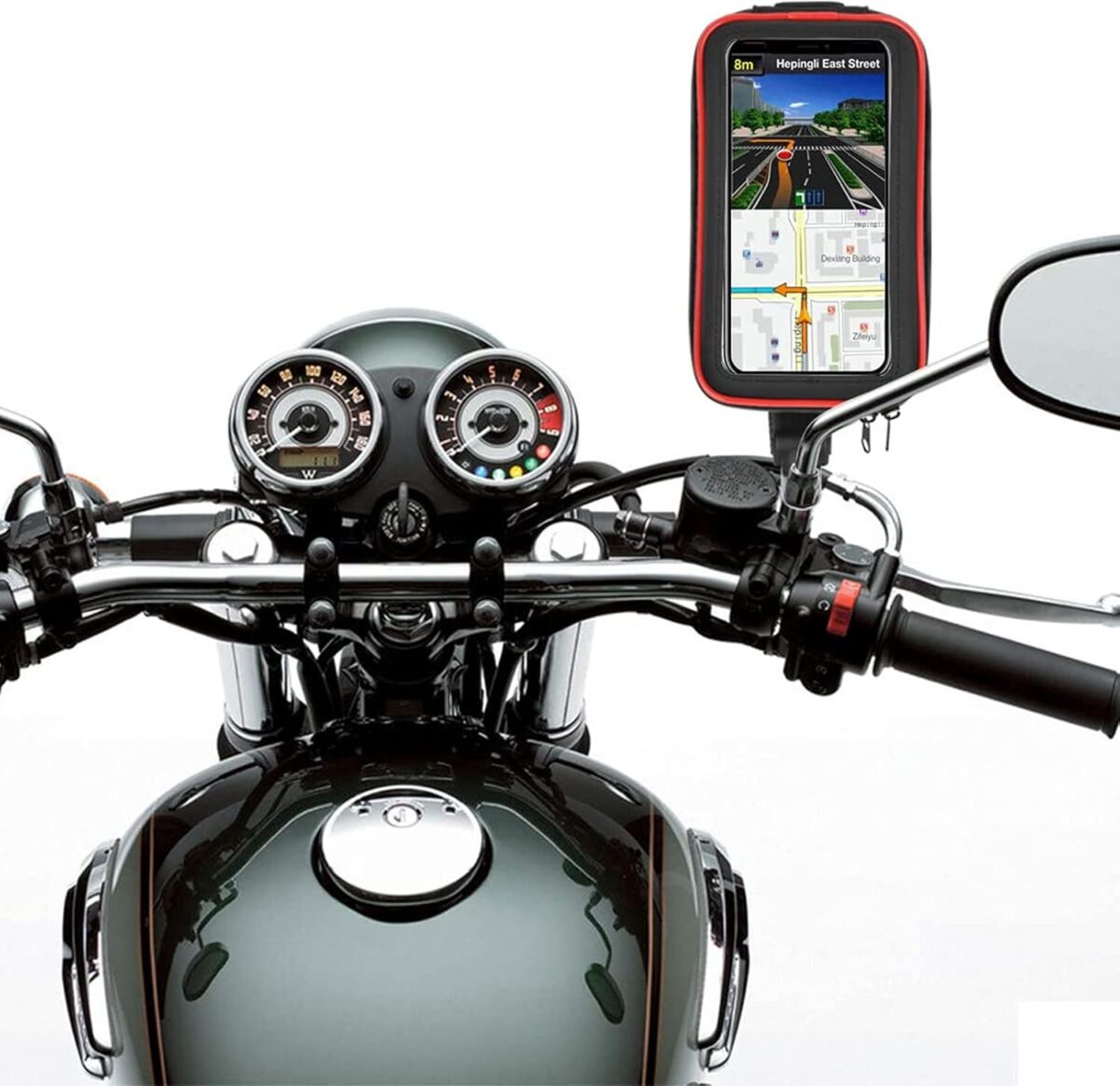 ⁦حامل موبايل وتربروف للدراجات النارية يدور بزواية 360 درجة للتحكم في الشاشة⁩ - الصورة ⁦2⁩