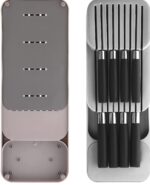 ⁦حامل ومنظم سكاكين من البلاستيك 9 خانات للادراج ورخامة المطبخ⁩ - الصورة ⁦6⁩