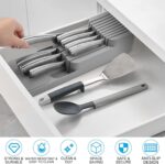 ⁦حامل ومنظم سكاكين من البلاستيك 9 خانات للادراج ورخامة المطبخ⁩ - الصورة ⁦8⁩