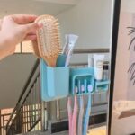 ⁦حامل ومنظم سيليكون لفرش ومعجون الاسنان لاصق علي الحوائط والاسطح الملساء⁩ - الصورة ⁦2⁩