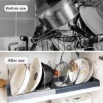 ⁦حامل ومنظم لاغطية الحلل والمقالي 7 خانات قابلة للتعديل⁩ - الصورة ⁦4⁩