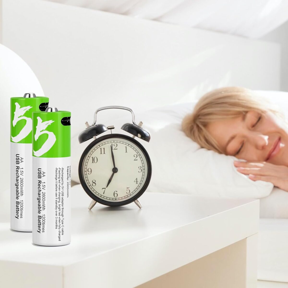 ⁦حجارة قابلة لاعادة الشحن بنففذ يو اس بي 2600ملي اميبر _ 4 قطع⁩ - الصورة ⁦3⁩