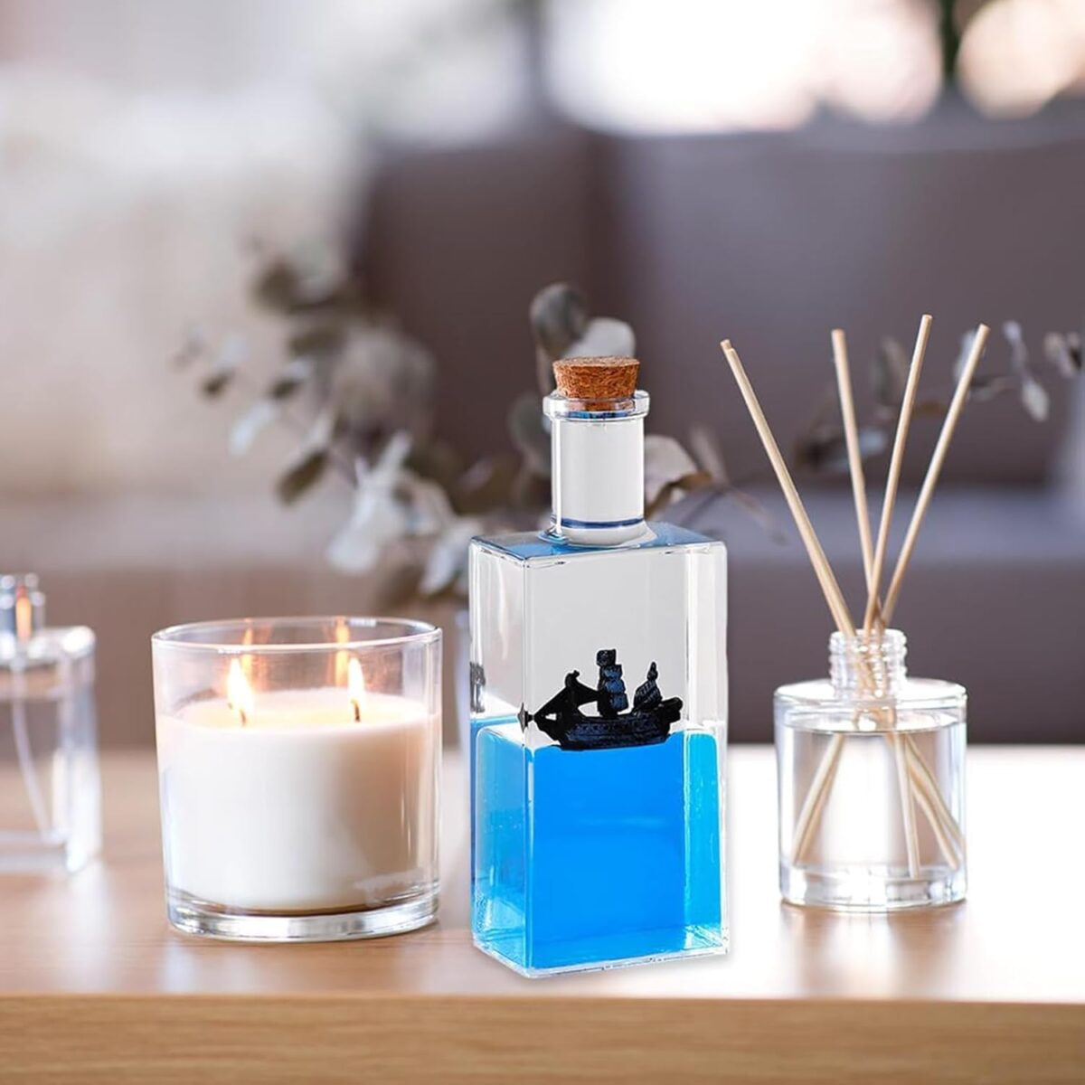 ⁦زجاجة ديكور مزينة من الداخل بسفينة بحرية مجسمة⁩ - الصورة ⁦2⁩