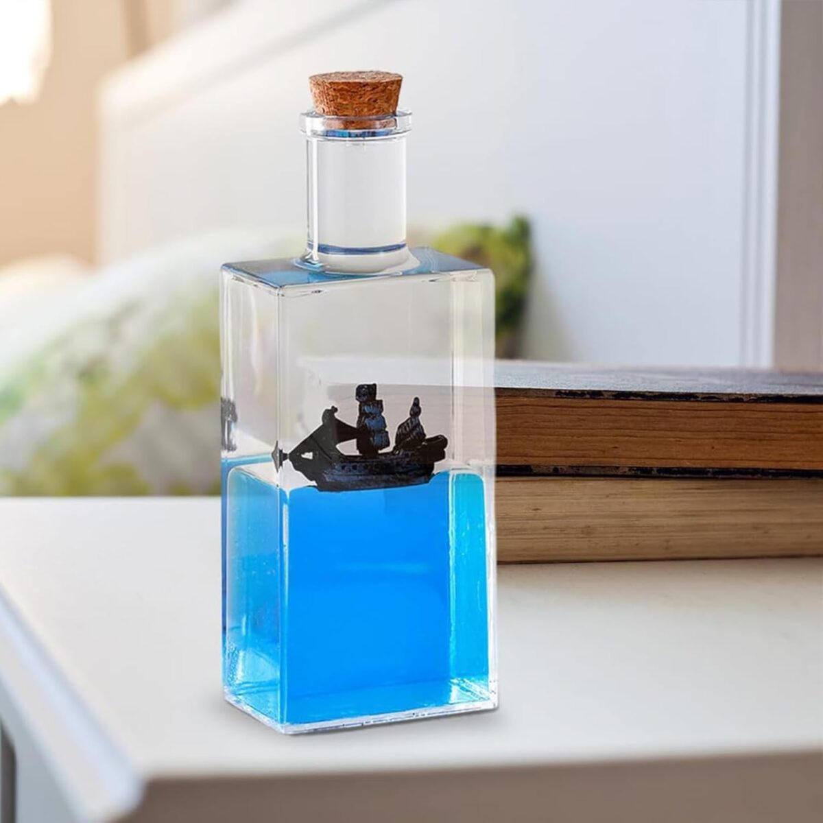 ⁦زجاجة ديكور مزينة من الداخل بسفينة بحرية مجسمة⁩ - الصورة ⁦1⁩