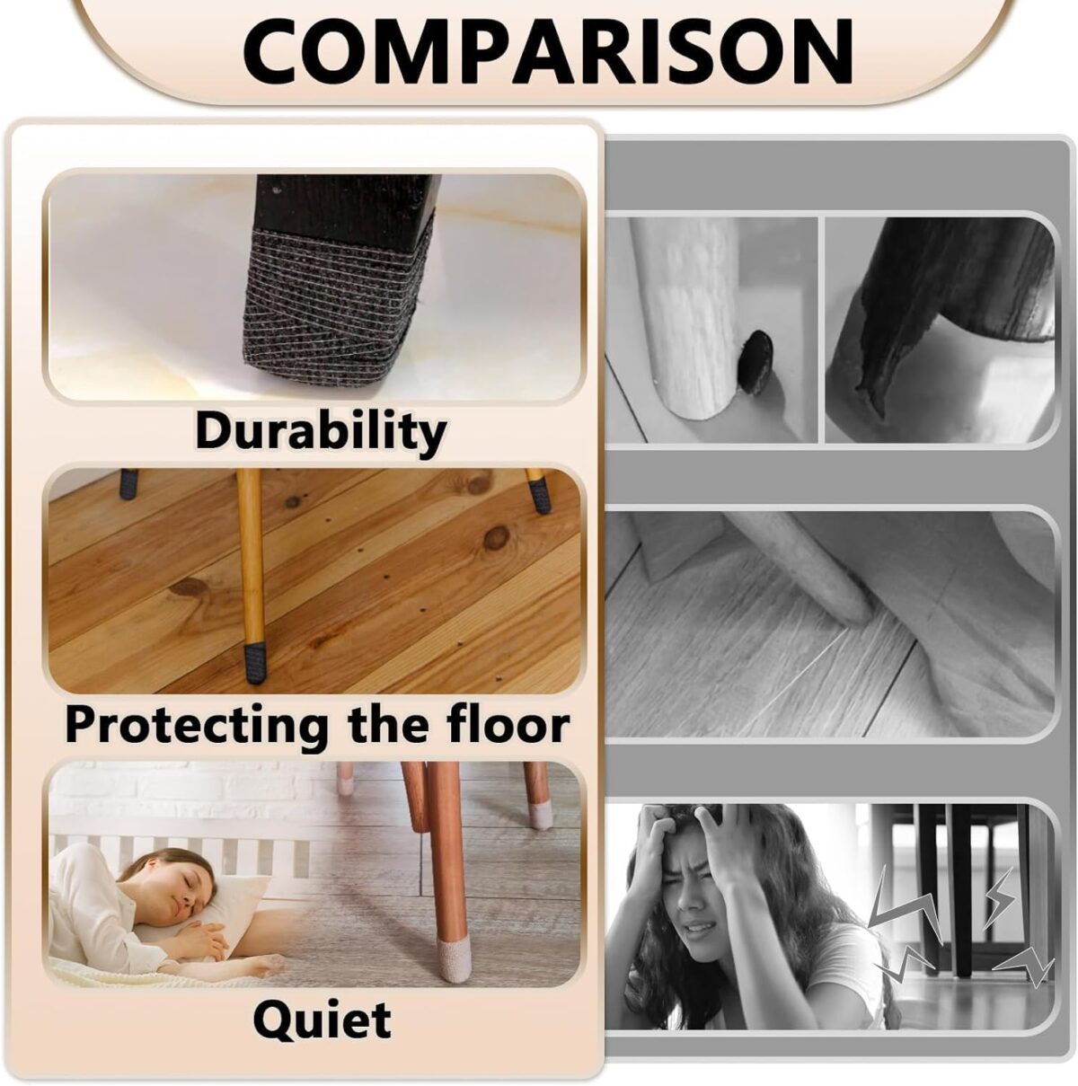 ⁦شريط واقي لارجل الكراسي والاثاث لاصق مقاوم للانزلاق ويحمي من الضوضاء والخدوش⁩ - الصورة ⁦5⁩