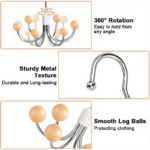 ⁦شماعة دوارة 360 درجة ب 6 هوك خشب  لتعليق الملابس والشنط  لتوفير مساحة داخل الدواليب⁩ - الصورة ⁦7⁩