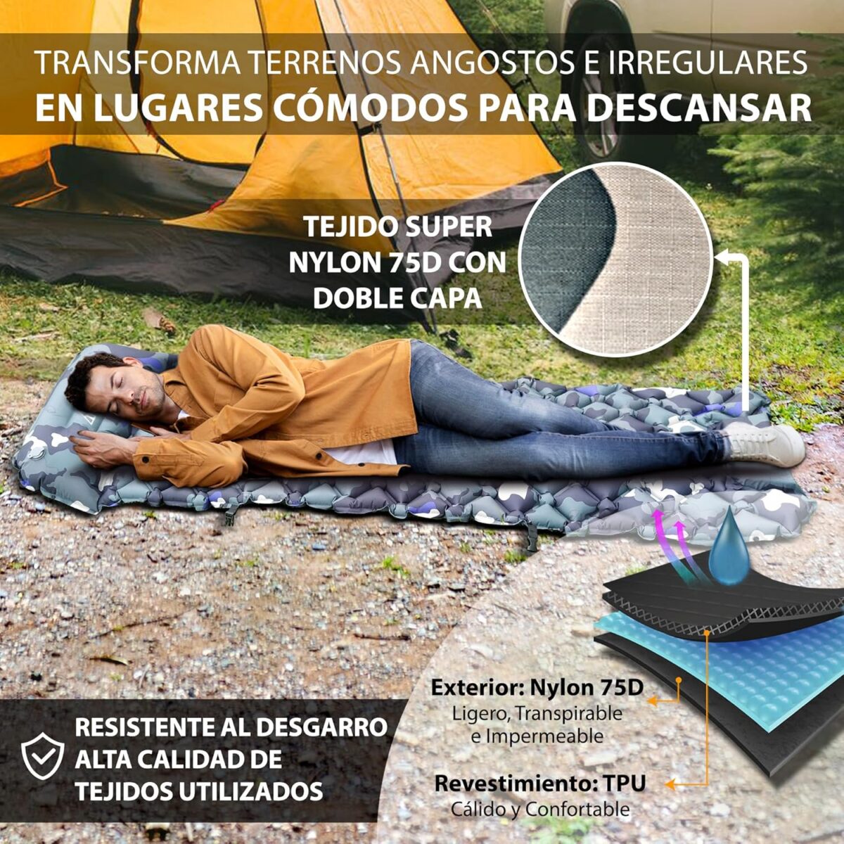 ⁦مرتبة هوائية محمولة قابلة للطي للرحلات والتخييم 2 متر⁩ - الصورة ⁦4⁩