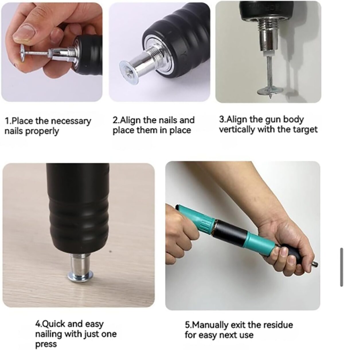 ⁦مسدس مسامير لاسلكلي يدوي مضاد للضوضاء مع 25 مسمار لاعمال النجارة وصيانة المنزل⁩ - الصورة ⁦6⁩