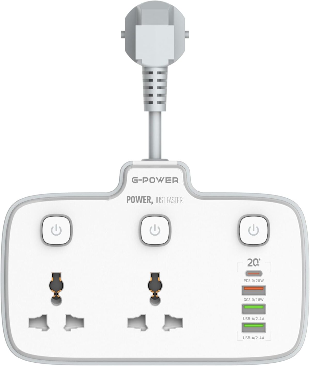 ⁦مشترك كهربائي ب 2 فيشة مع 4 منافذ يو اس بي 2500 واط⁩ - الصورة ⁦6⁩