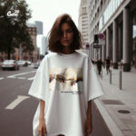 The Creation of Adam تيشيرت اوفر سايز قطن باللون الابيض للنساء