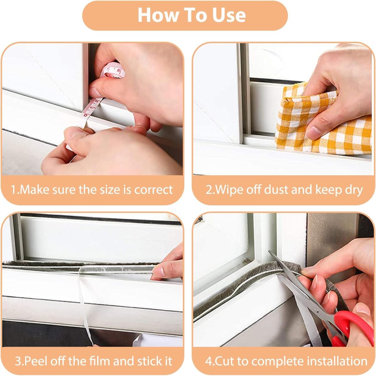 ⁦شريط عازل ذاتي اللاصق مزود بشعيرات لمنع وتسريب الغبار _ 5 متر⁩ - الصورة ⁦2⁩