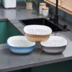 ⁦طبق بمصفاه بلاستيك منفصلة بسعة كبيرة لغسيل وتصفية الاطعمة⁩ - الصورة ⁦3⁩