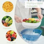 ⁦طبق بمصفاه بلاستيك منفصلة بسعة كبيرة لغسيل وتصفية الاطعمة⁩ - الصورة ⁦4⁩