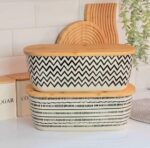 ⁦عياشة بامبو بغطاء خشبي محكم الغلق  لحفظ وتخزين المخبوزات⁩ - الصورة ⁦5⁩