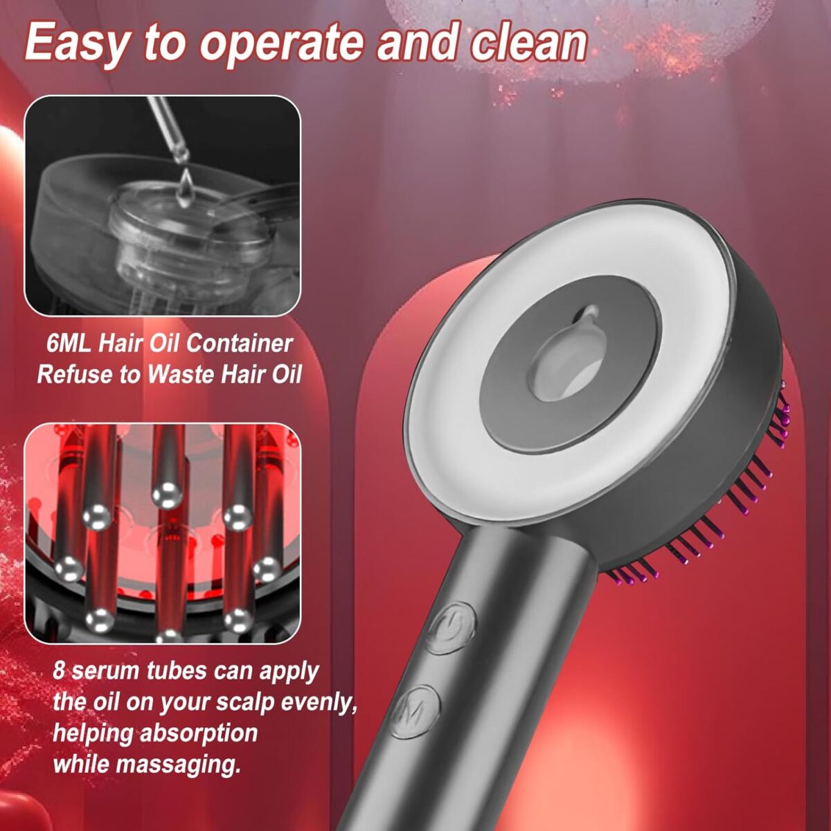 ⁦فرشة تدليك كهربائية لفروة الرأس ب3 سرعات بجزء مخصص للزيوت -تعمل بالشحن⁩ - الصورة ⁦5⁩